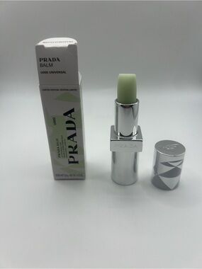Prada Lip Balm U000 Universal in Pale Green with Silver Case